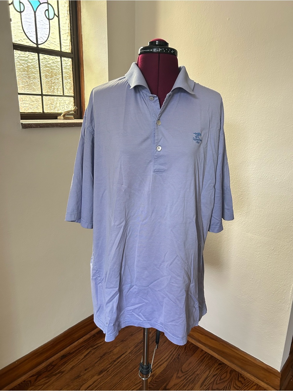 ·Peter Millar· Striped Cotton Cypress Point Club Polo Tee Shirt Size XL
